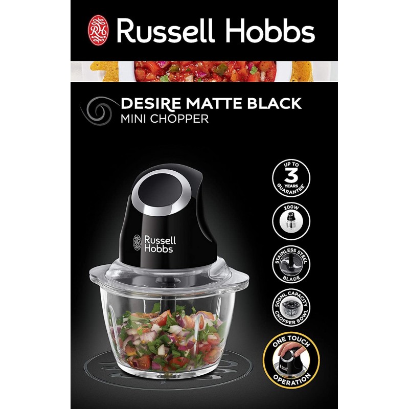 Russell Hobbs, Desire Mini Chopper, 200 Watts, Matte Black