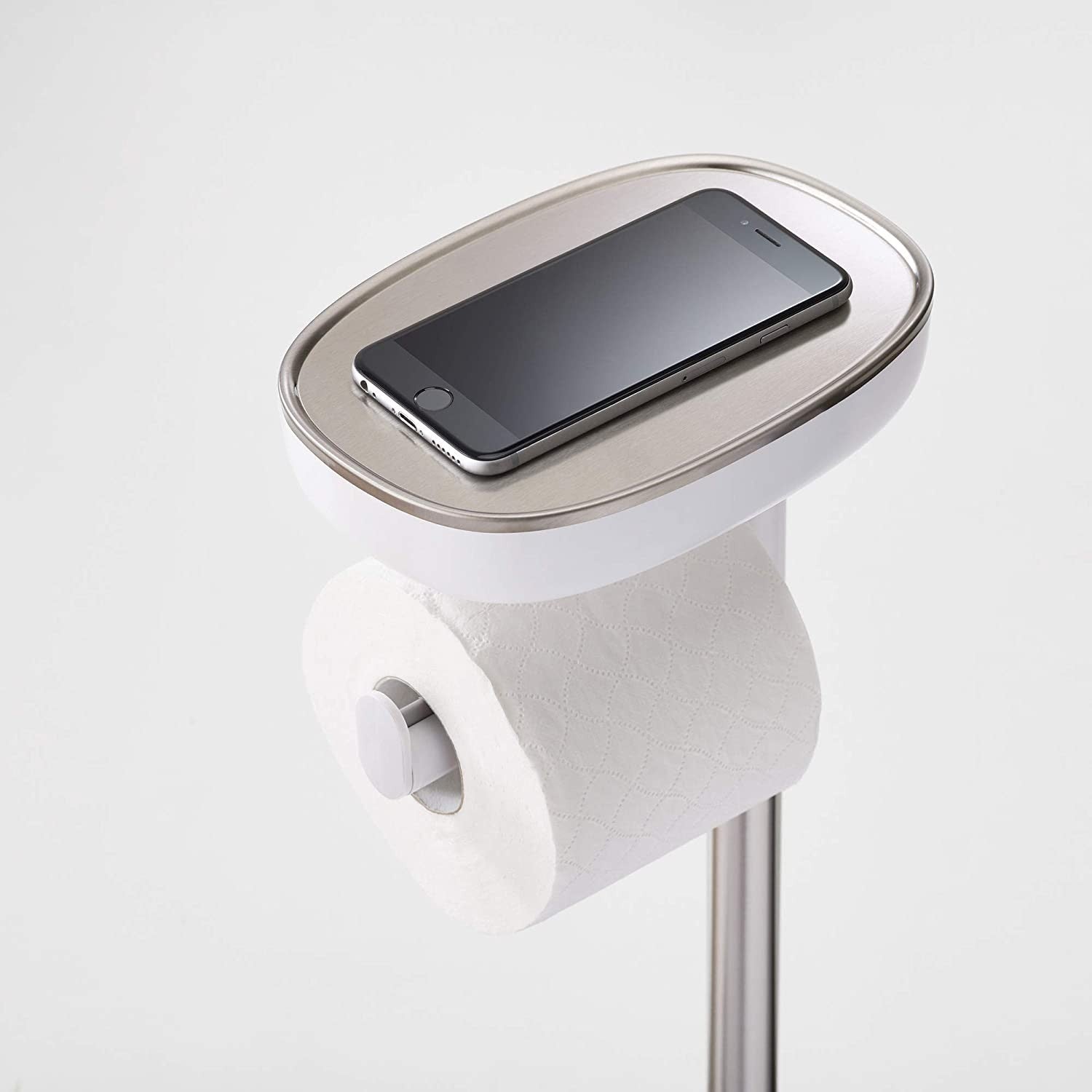 Joseph Joseph, Easy Store Butler Toilet Paper Holder Stand and Flex Toilet Brush with Shelf and Drawer, Stainless Steel