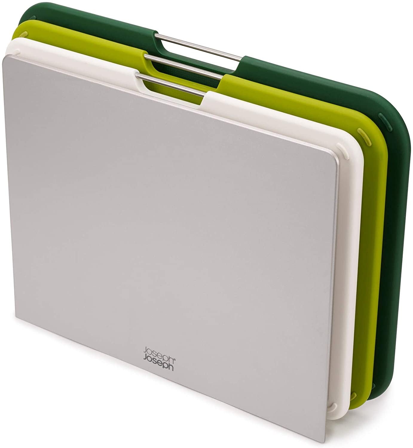 Joseph Joseph, Nest Plastic Cutting Set with Storage Stand, 3 Different Sized Boards,Green