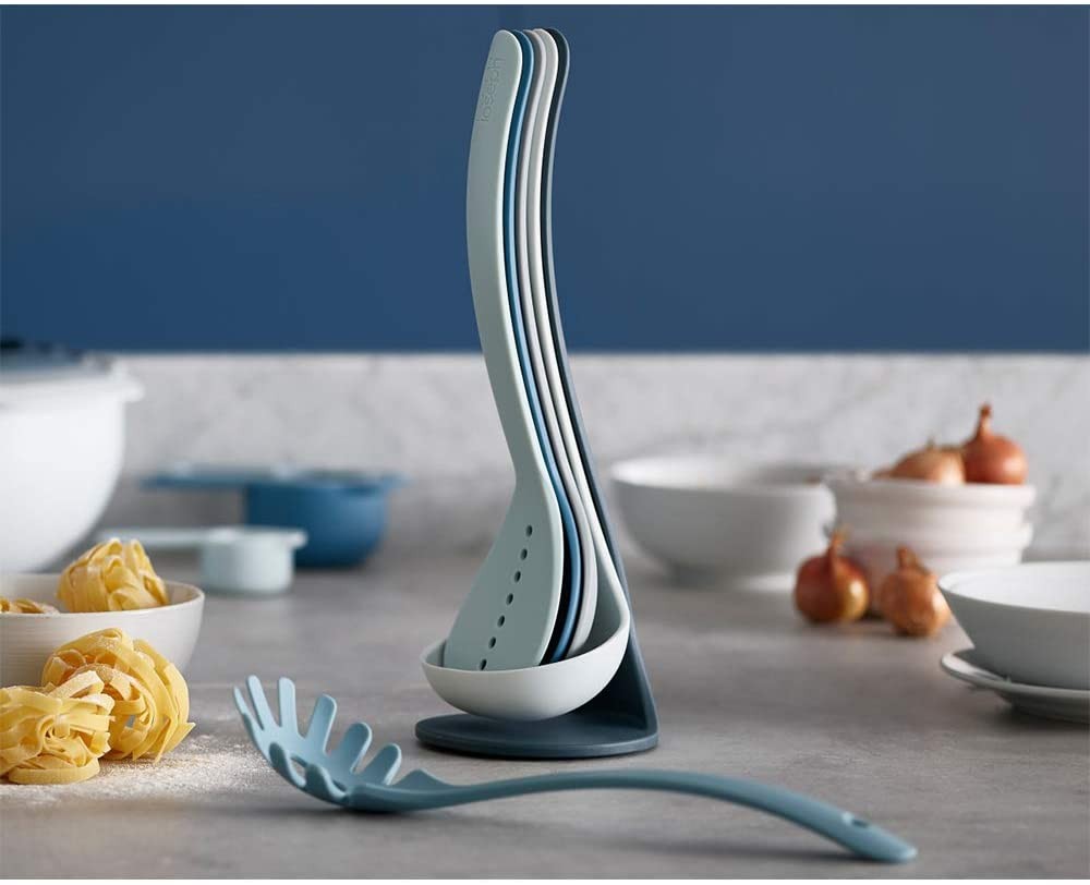 Joseph Joseph, Nest Utensils Compact Stacking Kitchen Tool Set with Magnetic Storage Stand Nylon, 5-piece, Editions, Sky Blue