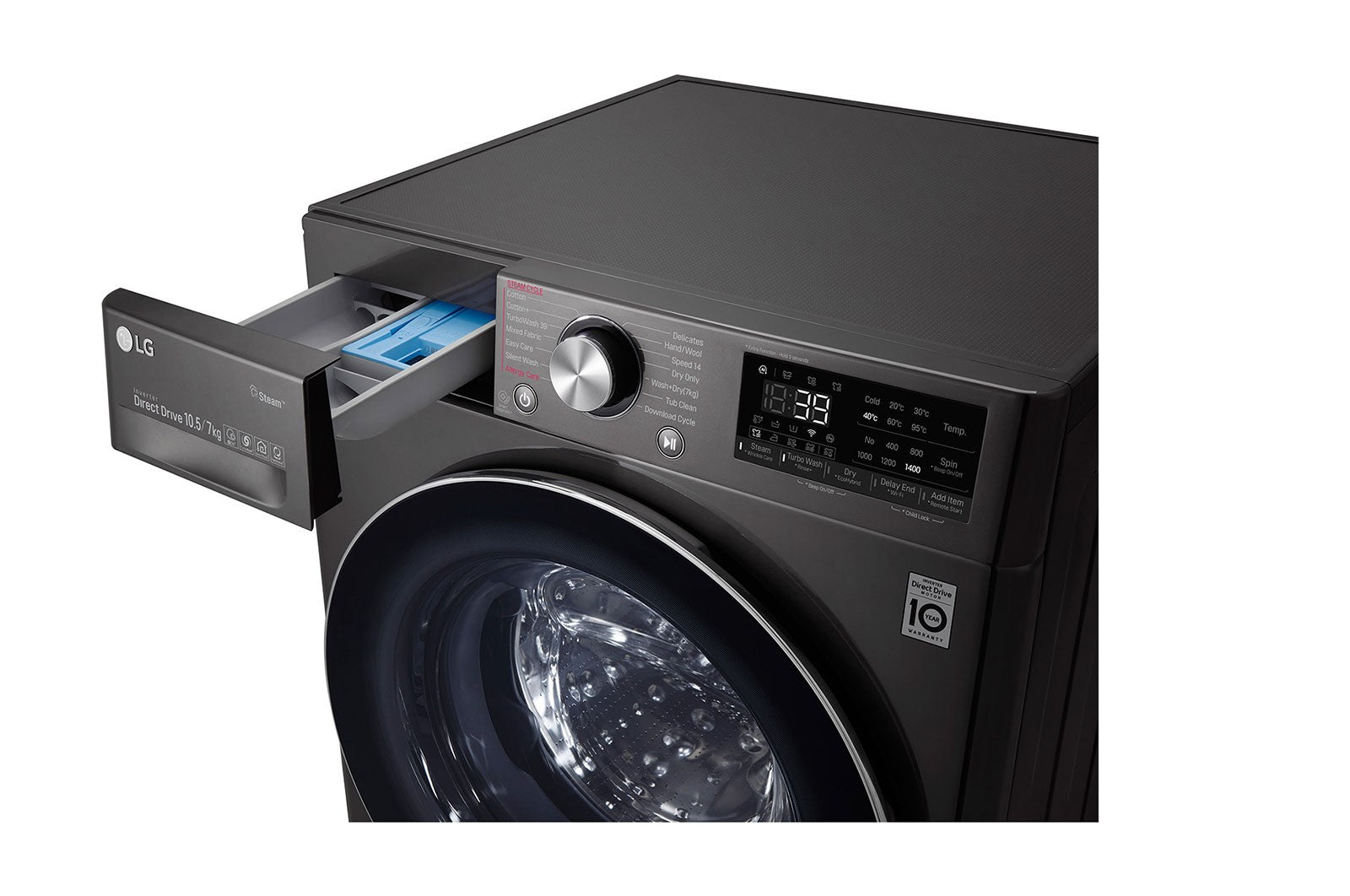 LG Washer & Dryer, Front Load, 10.5 / 7 KG, Stainless