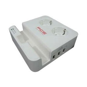 PCE, Desktop Power Charging Station, 2 Outlets & 3 USB, White