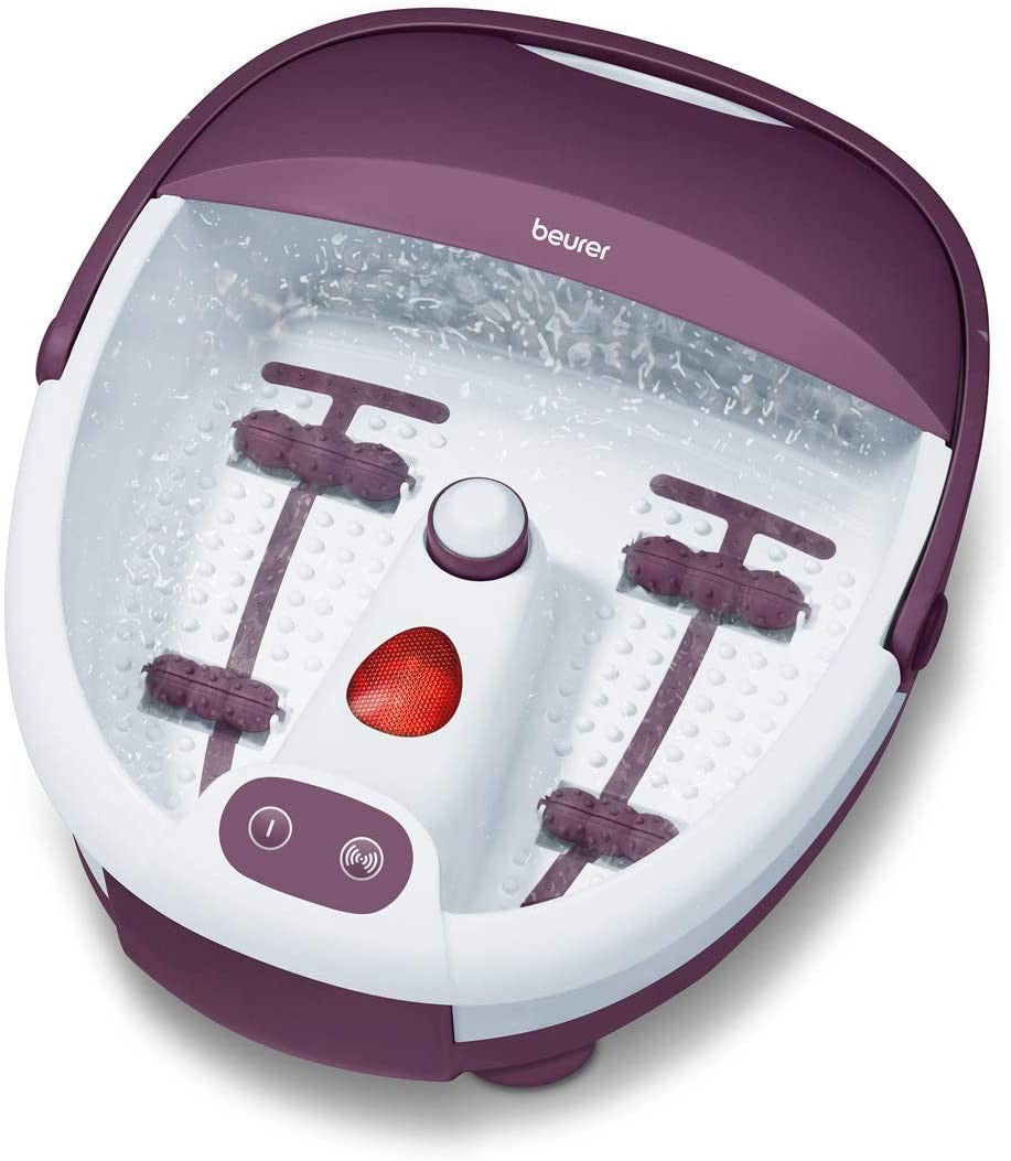 Beurer Foot Bath Spa, Water Tempering, Relaxing Vibration Massage & Bubble with Pedicure Attachments, 60 Watts, White