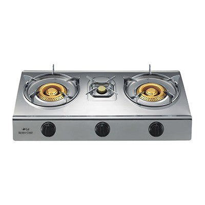 Queen Chef, Table Gas Stove, 3 Burners, Stainless Steel
