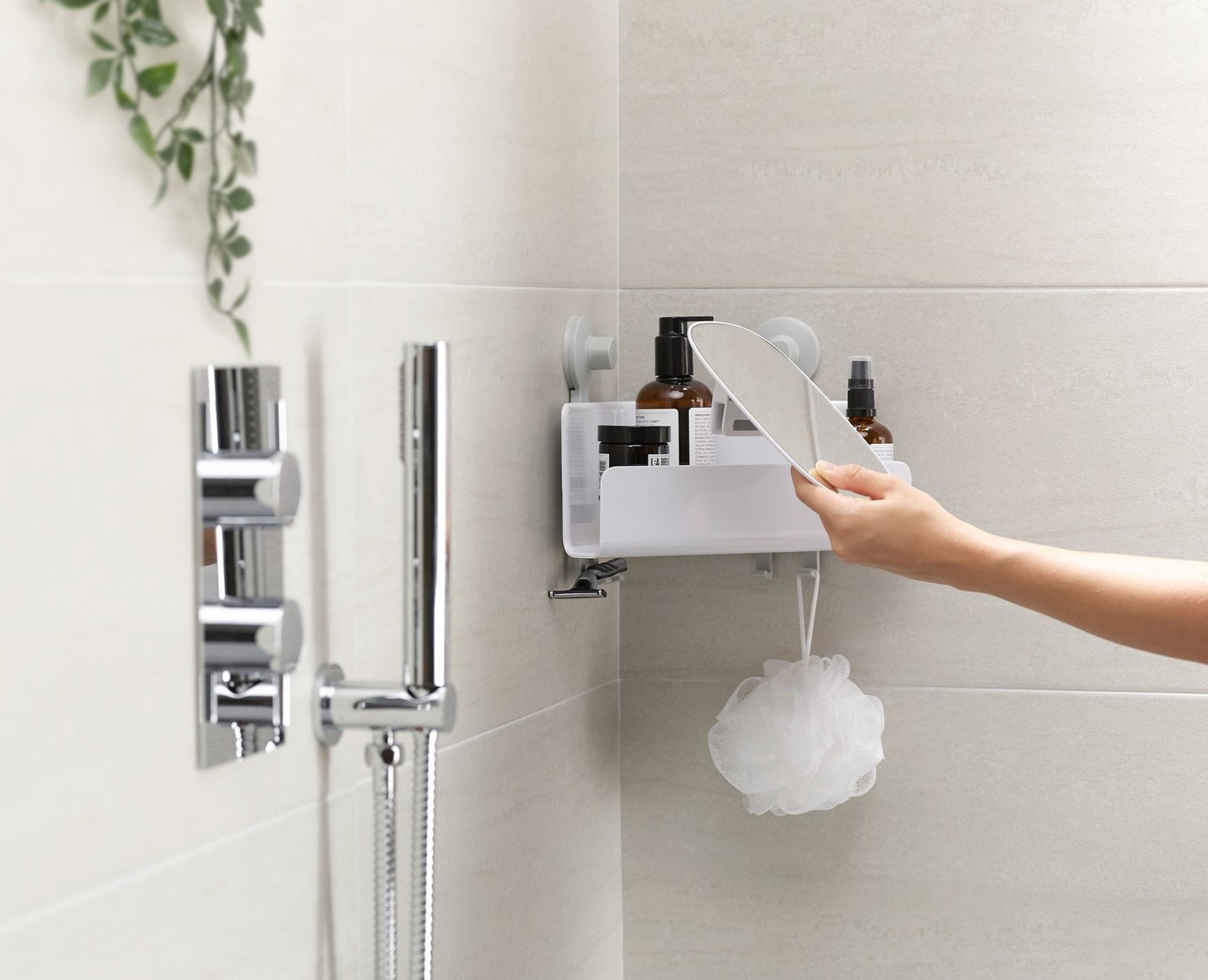 Joseph Joseph, EasyStore™ Corner Shower Shelf with Removable Mirror