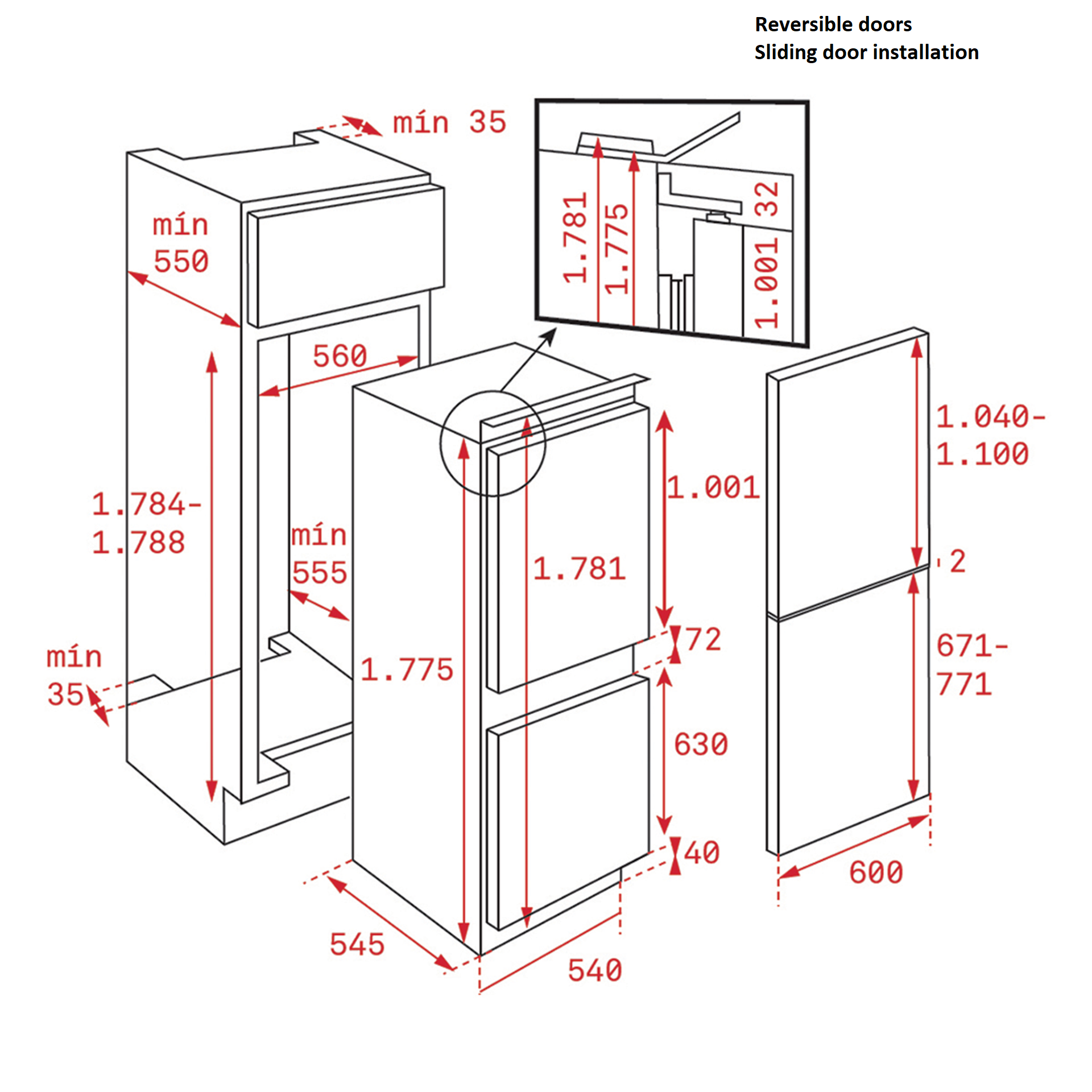 Smalvic, Integrated Bottom Fridge, 60 CM, Silver
