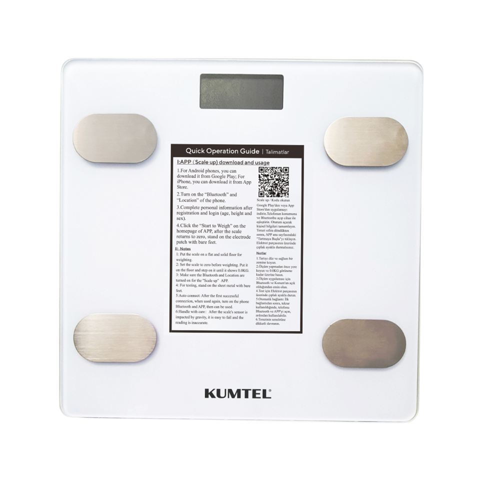 Kumtel, Digital Smart Scale, LCD Display, White
