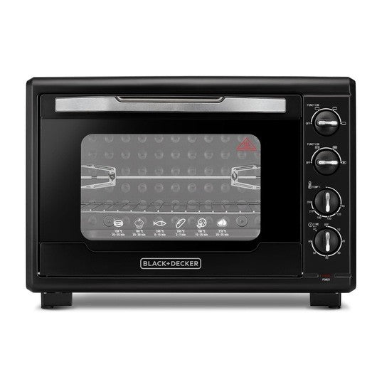 Black & Decker, Toaster Oven with Double Glass & Rotisserie, 55 L, 2000 Watts, Black