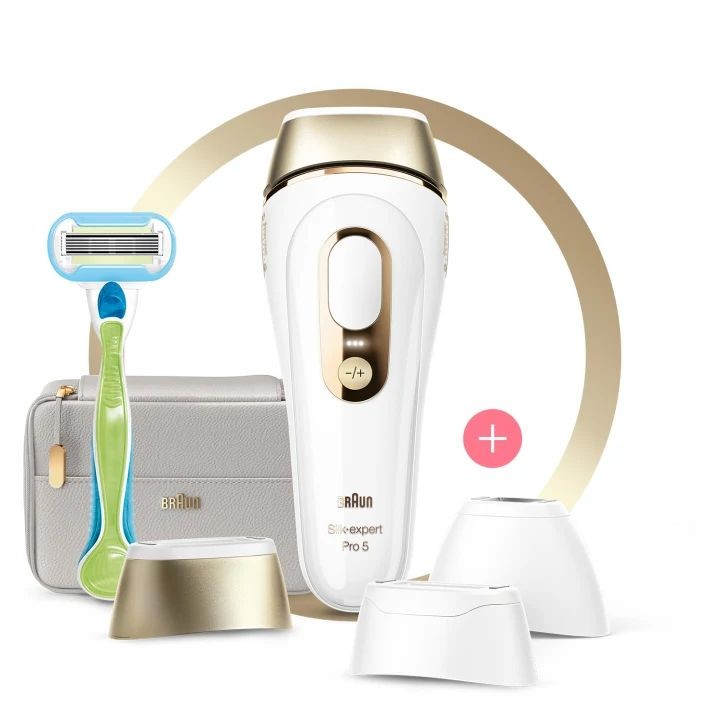 Braun, Silk-expert Pro 5 IPL, 4 Extras, White & Gold