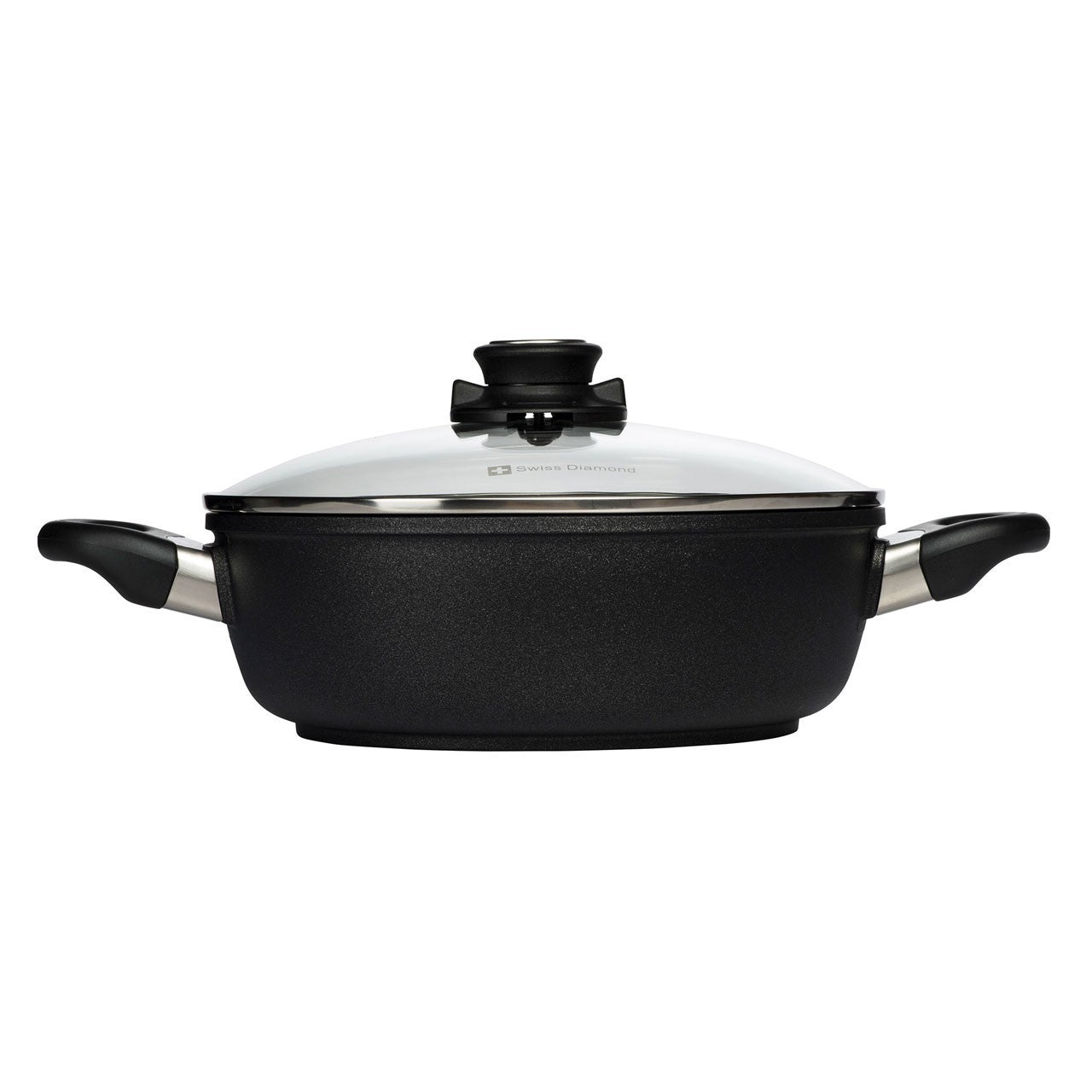 Swiss Diamond, Nonstick Casserole With Glass Lid, 24 CM, Black