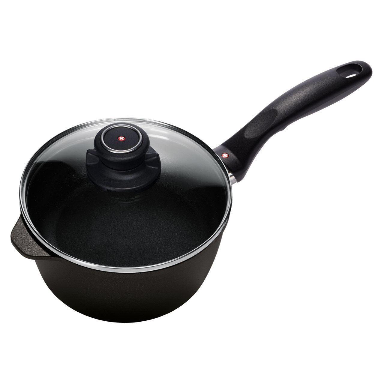 Swiss Diamond, Nonstick Saucepan With Glass Lid, 18 CM, Black