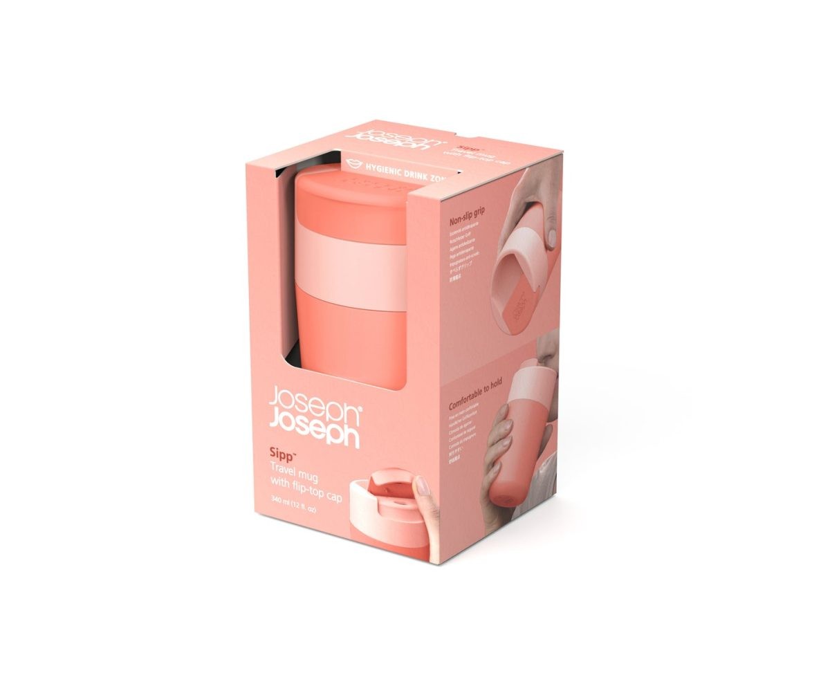 Joseph Joseph, Sipp™ Travel Mug with Hygienic Lid, 340 ML, Coral