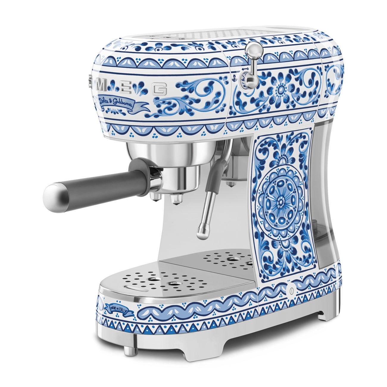 Smeg, " Sicily Is My Love" Dolce & Gabbana Manual Espresso Coffee Machine, 1350 Watts, Blue