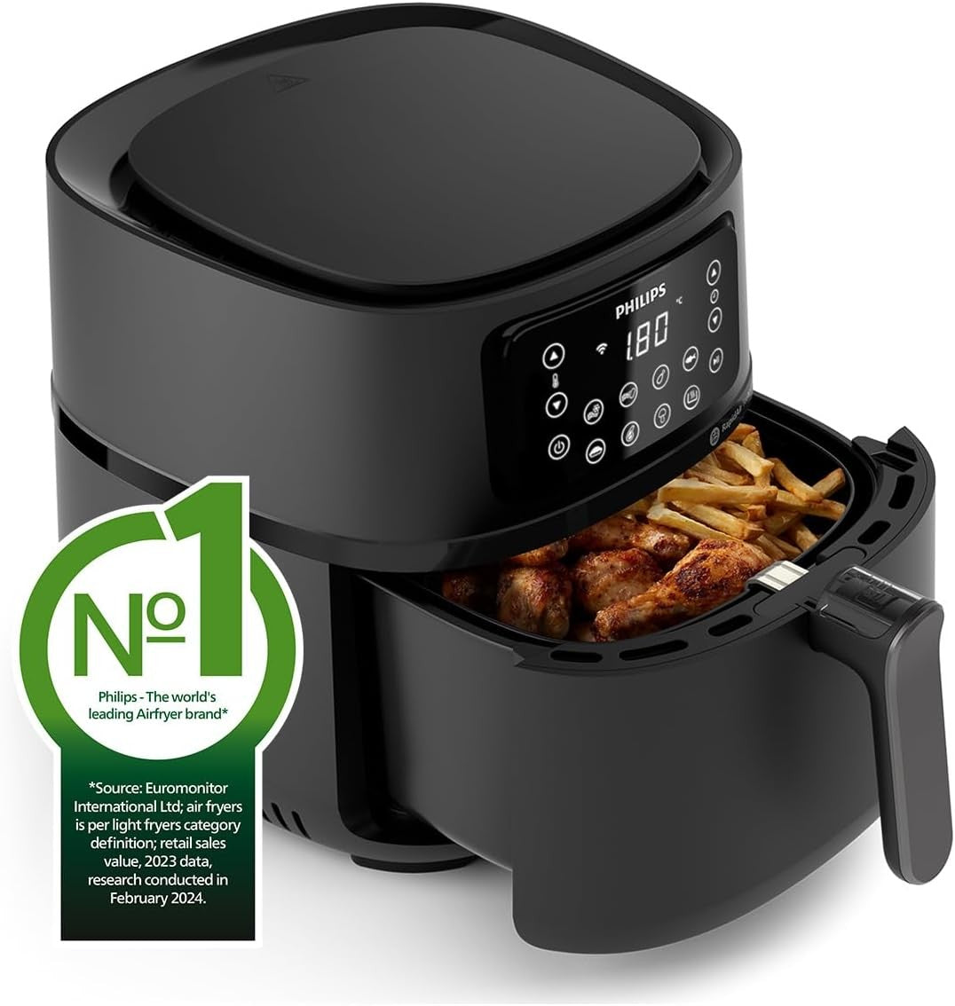 Philips, Series 5000 XXL Air Fryer, 7.2 L, 6 Portions, WIFI Connected, Black