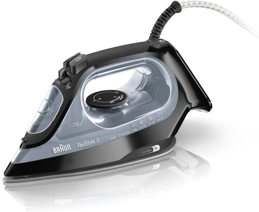Braun Texstyle 3 Steam Iron, Auto Shut-Off, Freeglide Technology, Black