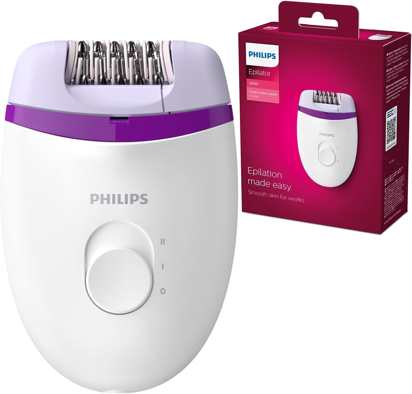 Philips Satinelle Essential Corded Compact Epilator, Purple