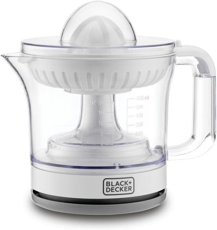 Black & Decker, Citrus juicer, 25 Watts, 600 ML, White