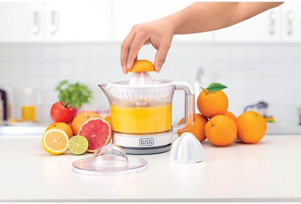 Black & Decker, Citrus juicer, 25 Watts, 600 ML, White