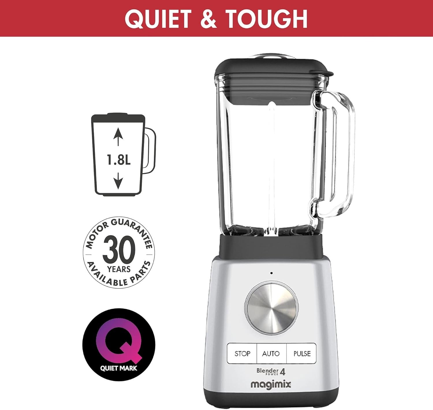 Magimix, Blender Power 4, 1300 Watts, 1.8 L, Metal/Glass