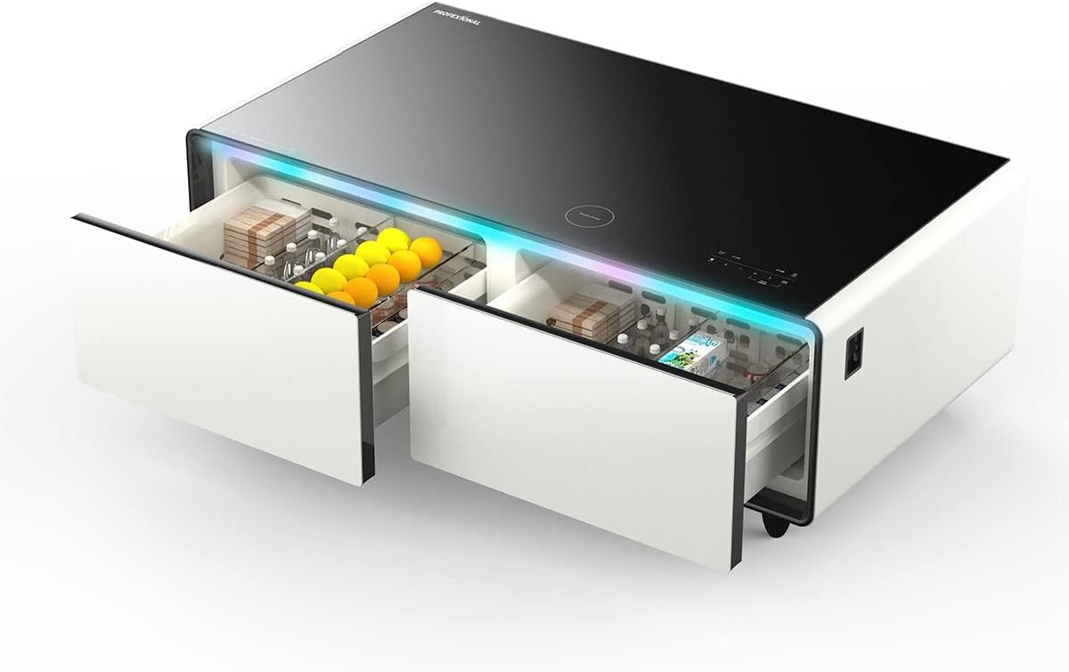 EchoChill Smart Coffee Table with Fridge & Bluetooth Speaker