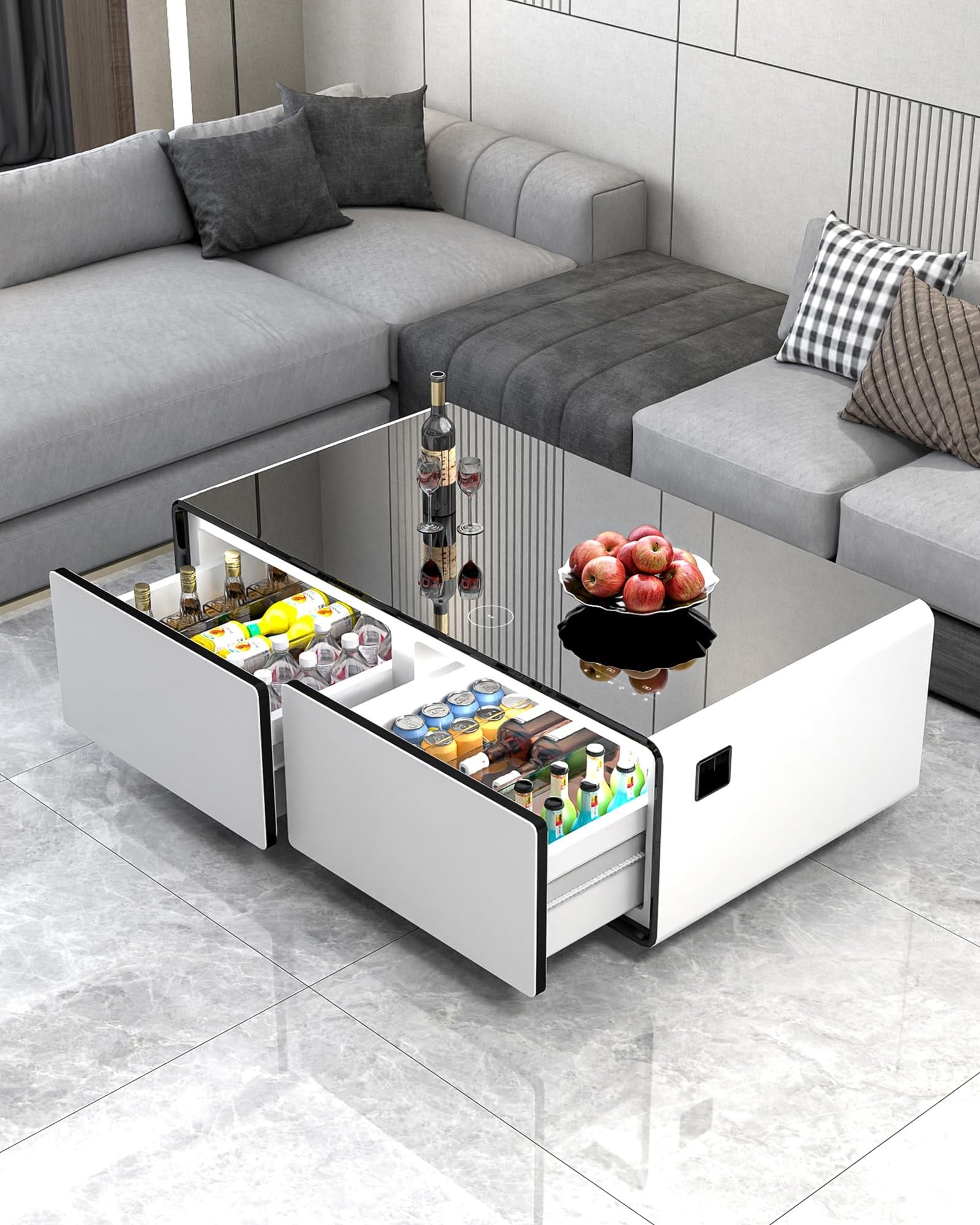 EchoChill Smart Coffee Table with Fridge & Bluetooth Speaker