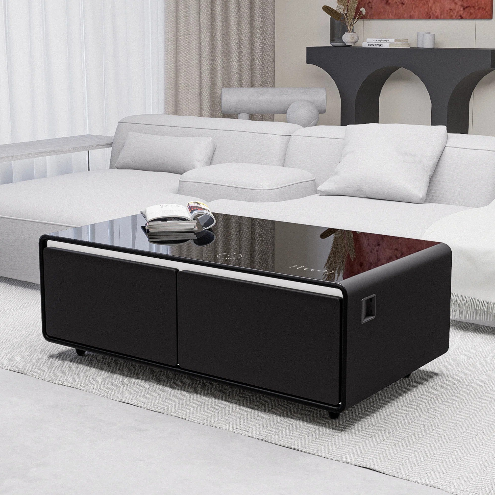 EchoChill Smart Coffee Table with Fridge & Bluetooth Speaker