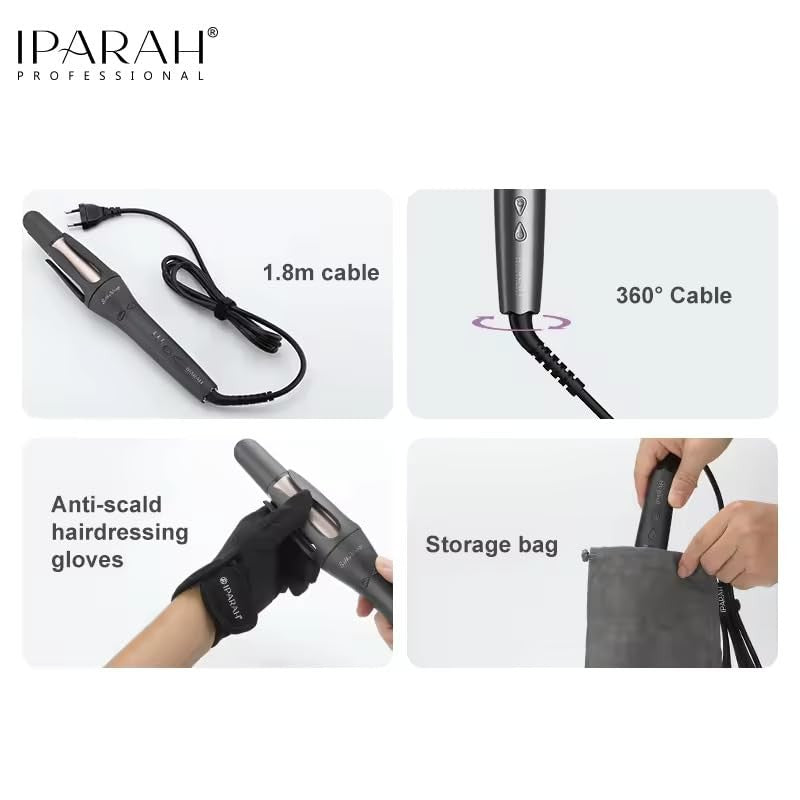 Iparah Professional Automatic Hair Curler, 3 Temperature Controls, Silver