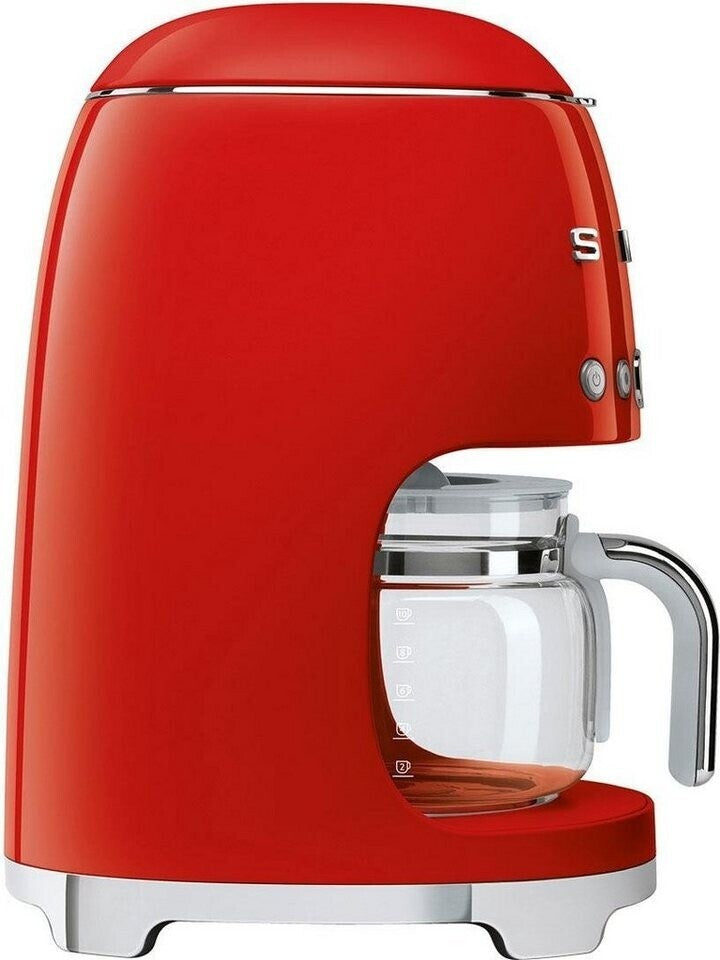 Smeg 50's Style Aesthetic Drip Coffee Machine, 12 Cups, Red
