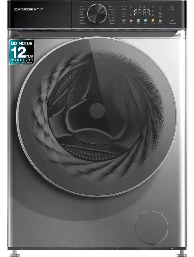 Campomatic 14 KG Front Load Washing Machine, 1400 RPM, 14 Programs, Black