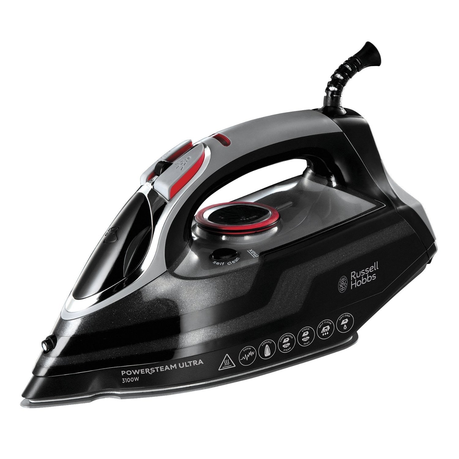 Russell Hobbs, Power Ultra Steam Iron, 3100 Watts, Black & Grey