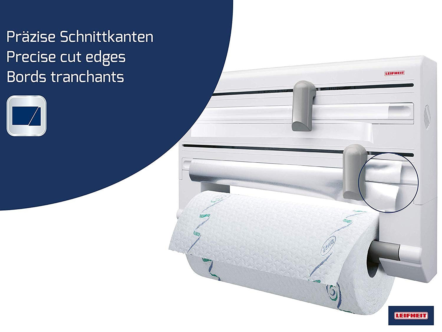 Leifheit, Wall-Mounted Roll Holder, White / Grey