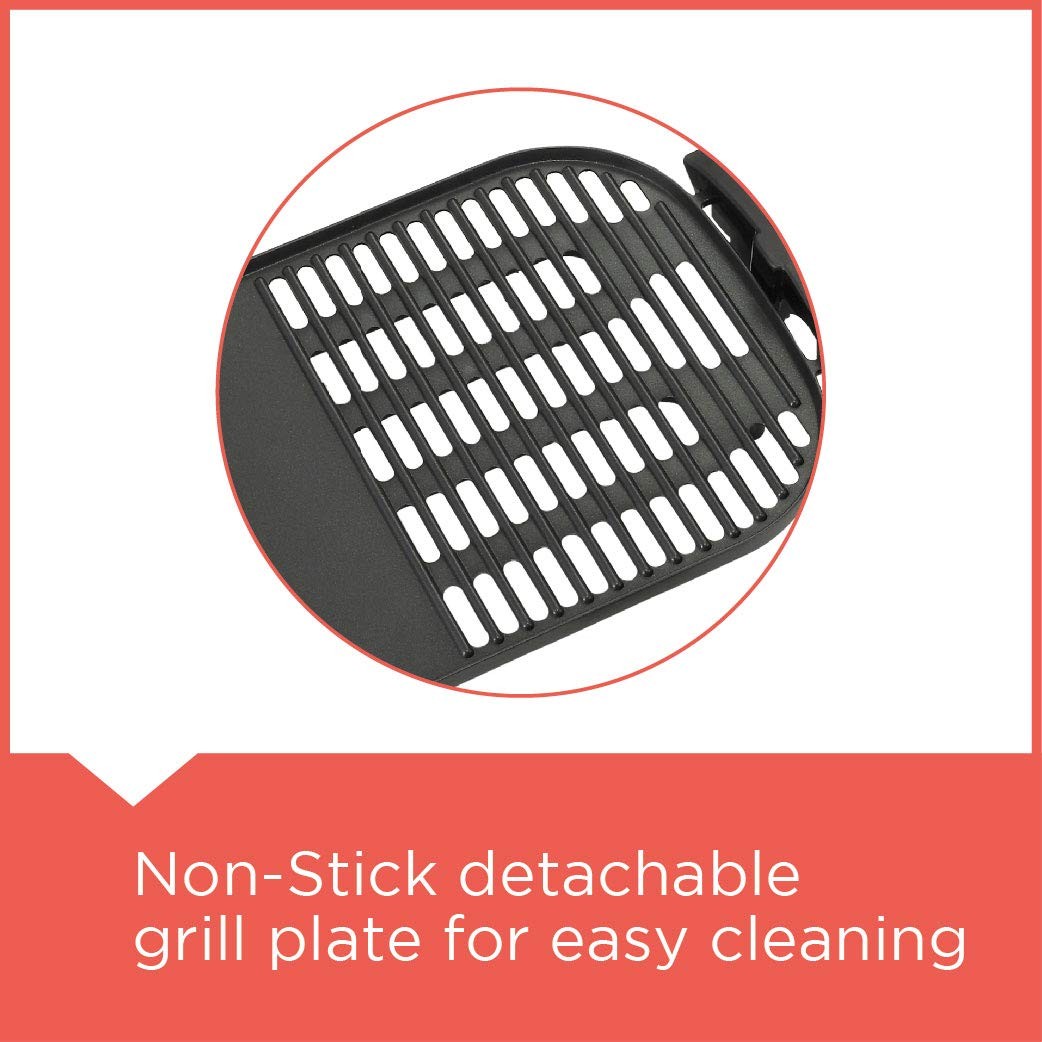 Black & Decker, Open Flat Grill, With Glass Lid, 2200 Watts, Black