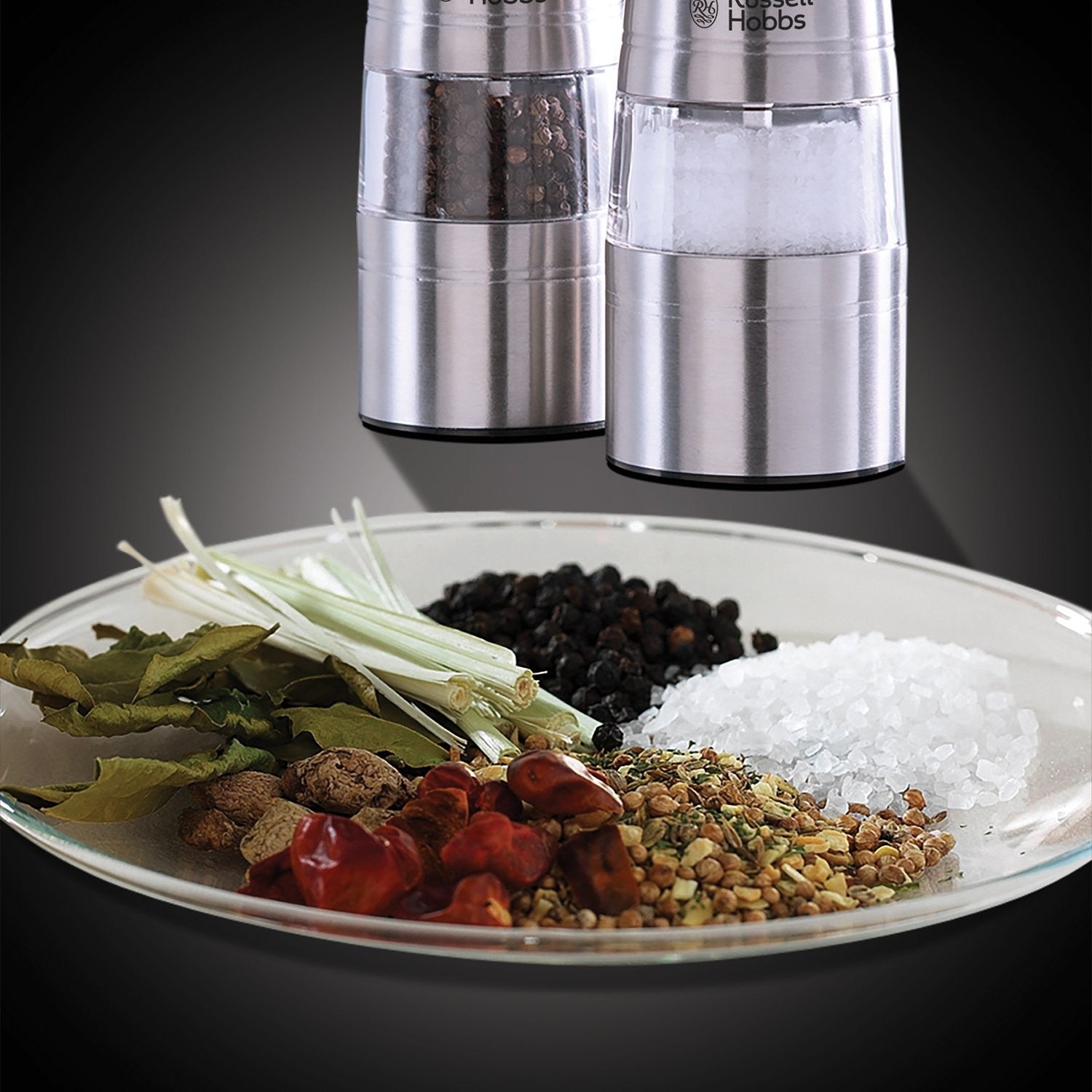 Russell Hobbs, Battery Powered Salt and Pepper Grinders, Stainless Steel