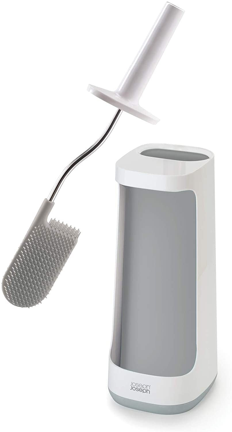 Joseph Joseph, Bathroom Flex Plus Smart Toilet Brush with Storage Bay, White/Grey