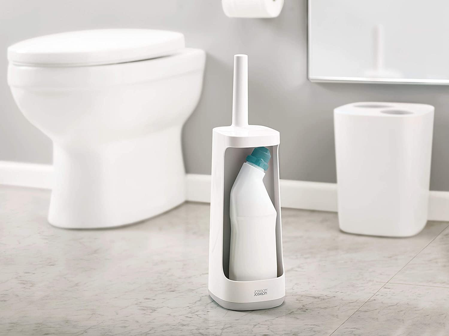 Joseph Joseph, Bathroom Flex Plus Smart Toilet Brush with Storage Bay, White/Grey
