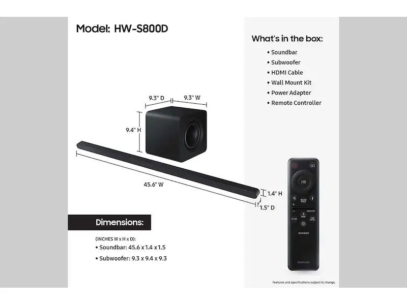 Samsung 3.1.2 Ch Soundbar & Subwoofer