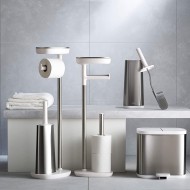 Joseph Joseph, Easy Store Butler Toilet Paper Holder Stand and Flex Toilet Brush with Shelf and Drawer, Stainless Steel