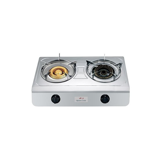 Queen Chef, Table Gas Stove, 2 Burners, Stainless Steel