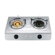 Queen Chef, Table Gas Stove, 2 Burners, Stainless Steel