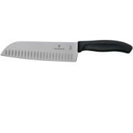 Victorinox, Swiss Classic Santoku Fluted Japanese Style Knife, 17 CM, Black