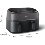 Philips Dual Air Fryer, 9L, 2750W, Black