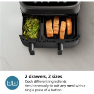 Philips Dual Air Fryer, 9L, 2750W, Black