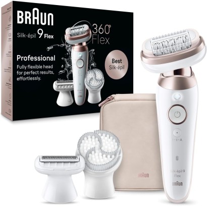 Braun Silk-épil 9 Flex Wet & Dry Epilator, 360° Flexible Head for Easy Epilation