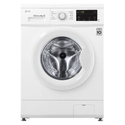 LG 8KG Front Load Washer, Direct Drive Motor, 6 Motion, White