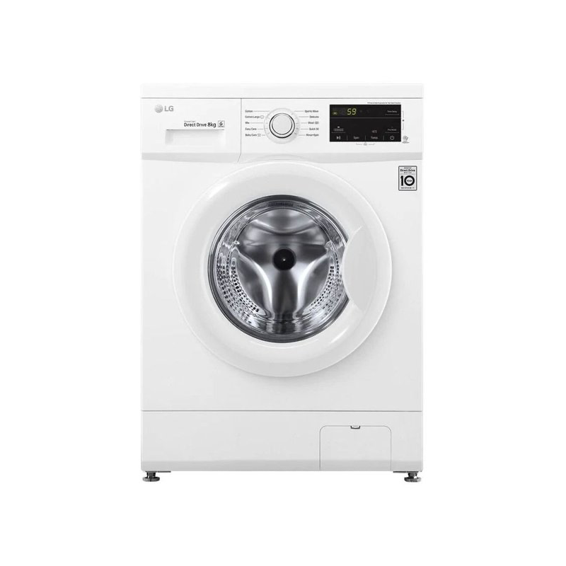 LG 8KG Front Load Washer, Direct Drive Motor, 6 Motion, White