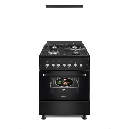 Milano Freestanding Gas, 4 Burners, Black