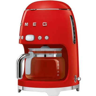 Smeg 50's Style Aesthetic Drip Coffee Machine, 12 Cups, Red