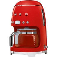 Smeg 50's Style Aesthetic Drip Coffee Machine, 12 Cups, Red