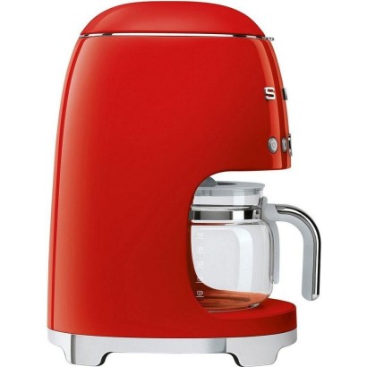 Smeg 50's Style Aesthetic Drip Coffee Machine, 12 Cups, Red