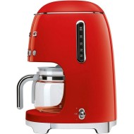 Smeg 50's Style Aesthetic Drip Coffee Machine, 12 Cups, Red